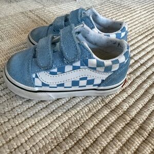 Vans Toddler Blue Checkerboard Velcro Sneakers